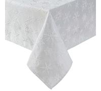 Laura Ashley Nappe en Tissu Jacquard brodé en Relief Infroissable pour Salle à Manger, Vacances, fête, Mariage ou Banquet - Flocon de Neige argenté - 152,4 x 213,4 cm