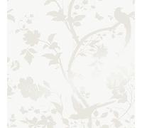Laura Ashley Papier peint blanc nacré Motif jardin oriental