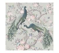 Laura Ashley Papier peint intissé Paons Belvedere Sage 1005 x 52cm Vert | Revêtement Mural, Tapisserie | Ambiance Facile à poser et à enlever