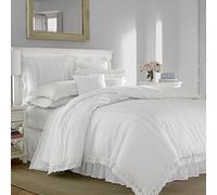 Laura Ashley - Parure de lit Double réversible en Coton avec taie d'oreiller Assortie, décoration d'intérieur légère pour Toutes Les Saisons (Annabella Blanc, lit Simple)