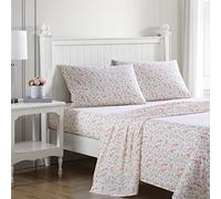 Laura Ashley Parure de lit en Percale de Coton Excellente pour dortoir, légère et Respirante, Rose (Norella Pink), pour lit Simple, Taille XL