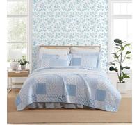 Laura Ashley Parure de lit réversible de qualité supérieure avec taies d'oreiller assorties, décoration d'intérieur luxueuse et douce (bleu à motif (Colleens Coastal Patchwork Blue), king size)