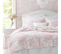 Laura Ashley Parure de lit réversible en Coton avec Couvre-oreillers Assortis, décoration d'intérieur légère pour Toutes Les Saisons, Bedford Rose, lit jumeau