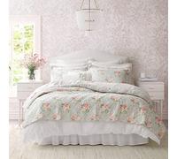 Laura Ashley Parure de lit réversible en Coton avec Couvre-oreillers Assortis, légère décoration d'intérieur pour Toutes Les Saisons, Rose Melany Queen