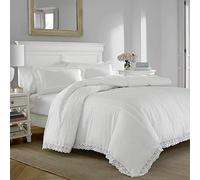 Laura Ashley | Parure de lit Ultra Douce et légère, Couvre-lit au Design délicat et élégant avec Couvre-Oreiller(s) Assorti(s), Coton, Blanc, très Grand lit