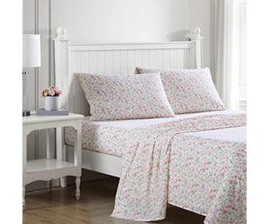 Laura Ashley - Parure décorative pour lit 1 Place en Percale de Coton léger et Respirant, Convient pour Chambre de dortoir, Motif à Fleurs Roses (Norella Pink)