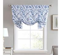 Laura Ashley Rideau de cantonnière élégant à imprimé Floral, Traitement de fenêtre décoratif Chic pour décoration d'intérieur, Coton, Bleu, 127 cm de Large x 63,5 cm de Long (Lot de 1)