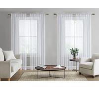 Laura Ashley Rideaux Transparents Blancs avec Passe-Tringle, Chaque Panneau Mesure 96,5 cm de Large x 213,4 cm de Long, Lehman, 4 Panneaux
