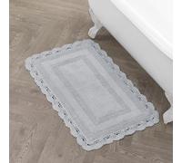 Laura Ashley Tapis de Bain en Coton crocheté 53,3 x 86,4 cm, Gris Clair