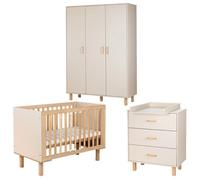 LAURA Chambre bébé armoire commode et lit évolutif 120x60 Champagne + plan à langer commode