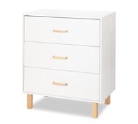 LAURA Commode bébé en bois de hêtre 3 tiroirs Blanc sans plan à langer | Rails coulissants pour une fermeture amortie et silencieuse. Hêtre et bois aggloméré, peinture à l'eau sans solvant.