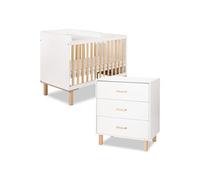 LAURA Ensemble bébé commode et lit évolutif 120x60 Blanc - Plan à langer lit