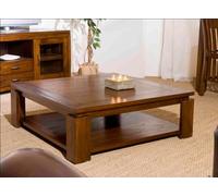 Lauren - table basse carrée marron sous plateau 90x90cm bois mindi