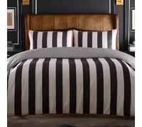 Laurence Llewelyn-Bowen - Festivo Circus Stripe Housse de Couette - Lit Double (200x200cm) - Doux 100% Coton Satin - 2 Taies d'oreiller - Noir & Blanc Rayé - Parure de Lit Luxe