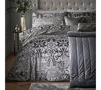 Laurence Llewelyn-Bowen - Housse de Couette damassé gaufré Gris Ardoise - 200 x 200 cm - 2 taies d'oreiller - Literie damassé en Velours Gris - Parure de lit de Luxe - Parure de lit Jacquard