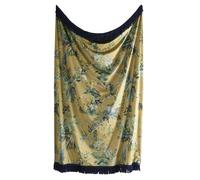 Laurence Llewelyn-Bowen Jeté de lit en Velours - Motif Floral doré - 130 x 180 cm - Réversible - Polyester Doux - Couverture décorative pour canapé, lit ou Salon