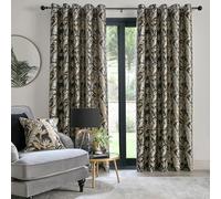 Laurence Llewelyn-Bowen - Rideaux Jacquard avec Feuilles Florales et fougères - Rideaux de Luxe pour Salon et Chambre à Coucher - Collection Paradise Palm Tree - Noir - 229 x 229 cm (l x L)