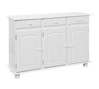 LAURIE - Buffet 3 Portes 3 Tiroirs Bois Massif Vernis Blanc