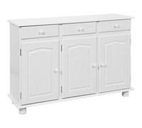 LAURIE - Buffet 3 Portes 3 Tiroirs Bois Massif Vernis Blanc