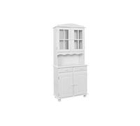 LAURIE - Buffet Vaisselier 4 Portes 2 Tiroirs Bois Massif Vernis Blanc -