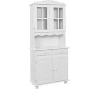LAURIE - Buffet Vaisselier 4 Portes 2 Tiroirs Bois Massif Vernis Blanc - Altobuy Blanc G