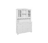 LAURIE - Buffet Vaisselier 5 Portes 3 Tiroirs Bois Massif Vernis Blanc -