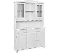 AltoBuy Laurie - Buffet Vaisselier 5 Portes 3 Tiroirs Bois Massif Vernis Blanc