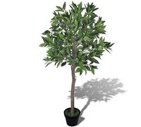 Laurier artificiel de 120 cm avec pot, 546 feuilles vertes, plante artificielle résistante aux intempéries pour salon, balcon, bureau, jardin, facile d'entretien, debout, fleur en soie réaliste