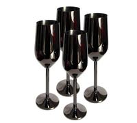 Laurie's Pub and Bar Accessories Lot de 4 flûtes à champagne incassables en acier inoxydable Noir 220 ml