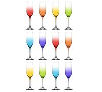 LAV 215ml Fame Flûtes à Champagne en Verre - Couleurs Complètes - 12x Reusable Mariage Anniversaire Fête Prosecco Vin Cocktail Verres