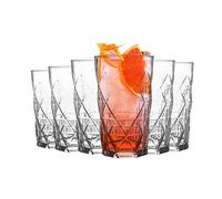 LAV 6 pièces Keops Art Déco Highball Lunettes Set - Verre Vintage Coupe Longue Boisson Cocktail Gobelets - 460ml