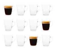 LAV Lot de 12 Tasses à café en Verre Transparent Vega de 350 ML - Grandes Tasses à thé, Latte, Cappuccino, Chocolat Chaud, résistantes à la Chaleur, avec poignée
