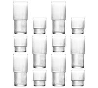 LAV Lot de 12 Verres à Highball et gobelets empilables Helen Transparents - Grand Verre pour Eau gin jus de Cocktail Verres à Boire Hi Ball