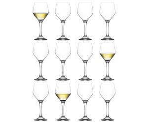 LAV Lot de 12 Verres à vin Blanc Ella Transparents de 260 ML - Petit Verre Lavable au Lave-Vaisselle pour Mariage Noël fête d'anniversaire Verres à Boire Coffret Cadeau