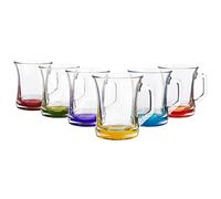 Lav Lot de 6 tasses à boisson chaude en verre avec base colorée pour thé, café, latte, cappuccino (207 ml)