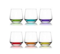 Lav Lot de 6 Verres à Boire Whisky avec Base Colorée 345 ml