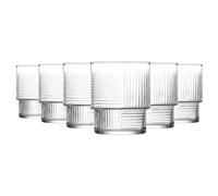 LAV Lot de 6 Verres à Whisky empilables Helen Transparents de 230 ML - Verre taillé pour Whisky Rhum Vodka gin Scotch Glace Cocktail à l'ancienne - Coffret Cadeau