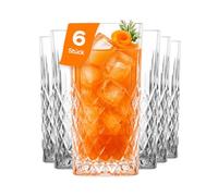 LAV Verre Cocktail, Verres à Eau de Luxe Lot de 6, 360 ml, 100% SANS PLOMB Verres à Cocktail, Grand Verre a Eau en Cristal, Verres Highball, Verres à Boire, Lavables au Lave-vaisselle