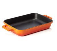 LAVA Cocotte orange 30 x 22 x 6 cm, série Roaster sqaure Fonte émaillée carrée