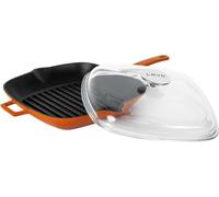 LAVA Metal Poêle à griller 28 x 28 cm avec couvercle, en fonte, orange LAVA METAL LVPGT2828K3OR
