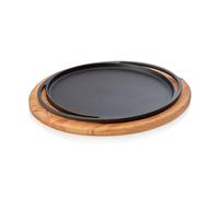 LAVA poêle à frire/à servir avec dessous de plat en bois Ø 28 cm, série Serving pans 36 fonte émaillée