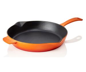 LAVA Poêle carrée orange Ø 28.5 cm, série Poêles poignée fonte émaillée