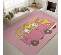 Lavable Dessin Animé Mignon Tapis Bus de Safari Animalier Tapis - Tapis Décoration Sol pour Salon Chambre - Idéal Salle de Jeux Couloir Paillasson, 60 x 90 cm Bus à Impériale Girafe Lapin Ours