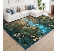 Lavable en Machine Tapis Fantaisie Jungle Plantes Antidérapant | 3D Film Rétro Vintage Nature Tapis 80 x 150 cm pour Chambre D'enfant Dortoir Salon Cuisine Salle à Manger Bureau