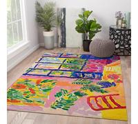 Lavable Machine 90x150 Tapis de Salon Chambre décor intérieur Abstrait Multi coloré antidérapant Poil Bas pour Maison décoration Moderne