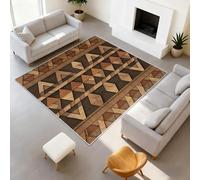 Lavable Vintage Géométrique Tapis Dégradé Exotique Tapis - Tapis Décoration Sol pour Salon Chambre - Idéal Salle de Jeux Couloir Paillasson, 80 x 150 cm Triangle Motif Chevrons Effet Bois