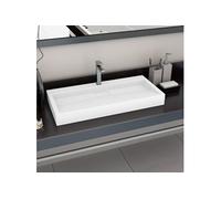 vidaXL Lavabo 100 x 46 x 11 cm en fonte minérale / fonte de marbre blanc