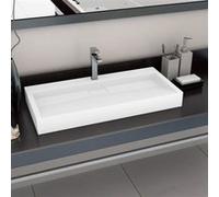 vidaXL Lavabo 100 x 46 x 11 cm en fonte minérale / fonte de marbre blanc
