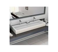 vidaXL Lavabo 120 x 46 x 11 cm - Fonte minérale / Fonte de marbre blanc