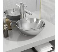 vidaXL Lavabo rond 32,5 x 14 cm Céramique argentée